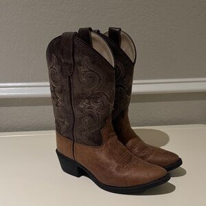 Old West Brown and Dark Brown Kids Boots